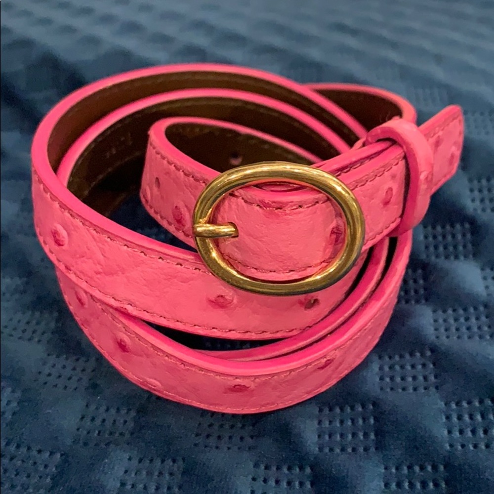 J. Crew Pink Leather Belt - Embossed Ostrich